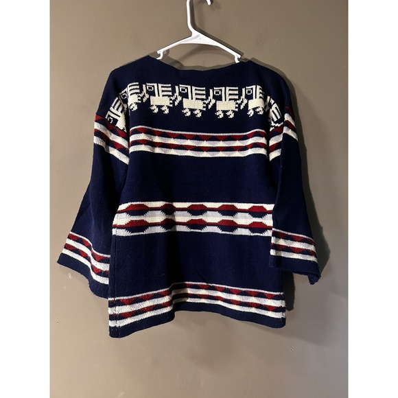 Vintage Bronson of California Acrylic Womens 70s Cropped Blue Ski Sweater Large - Picture 4 of 9